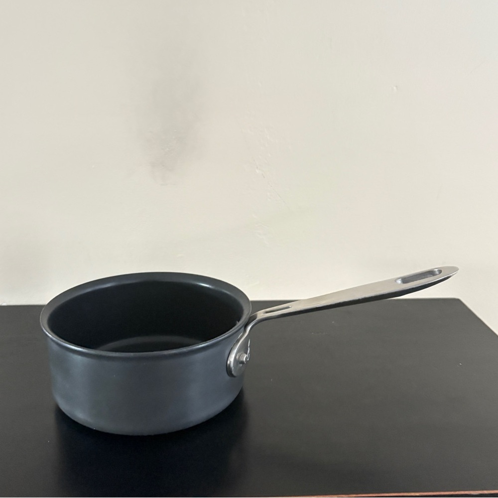 Emeril  Lagasse 1 quart saucepan. All-clad. Teflon coated.
